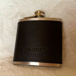 Super nice Brooks Brothers leather with embossed logo flask
